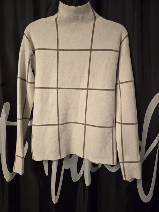 Cynthia Rowley Sweaters - Cynthia Rowley Cream & Brown Windowpane Mock Neck Sweater